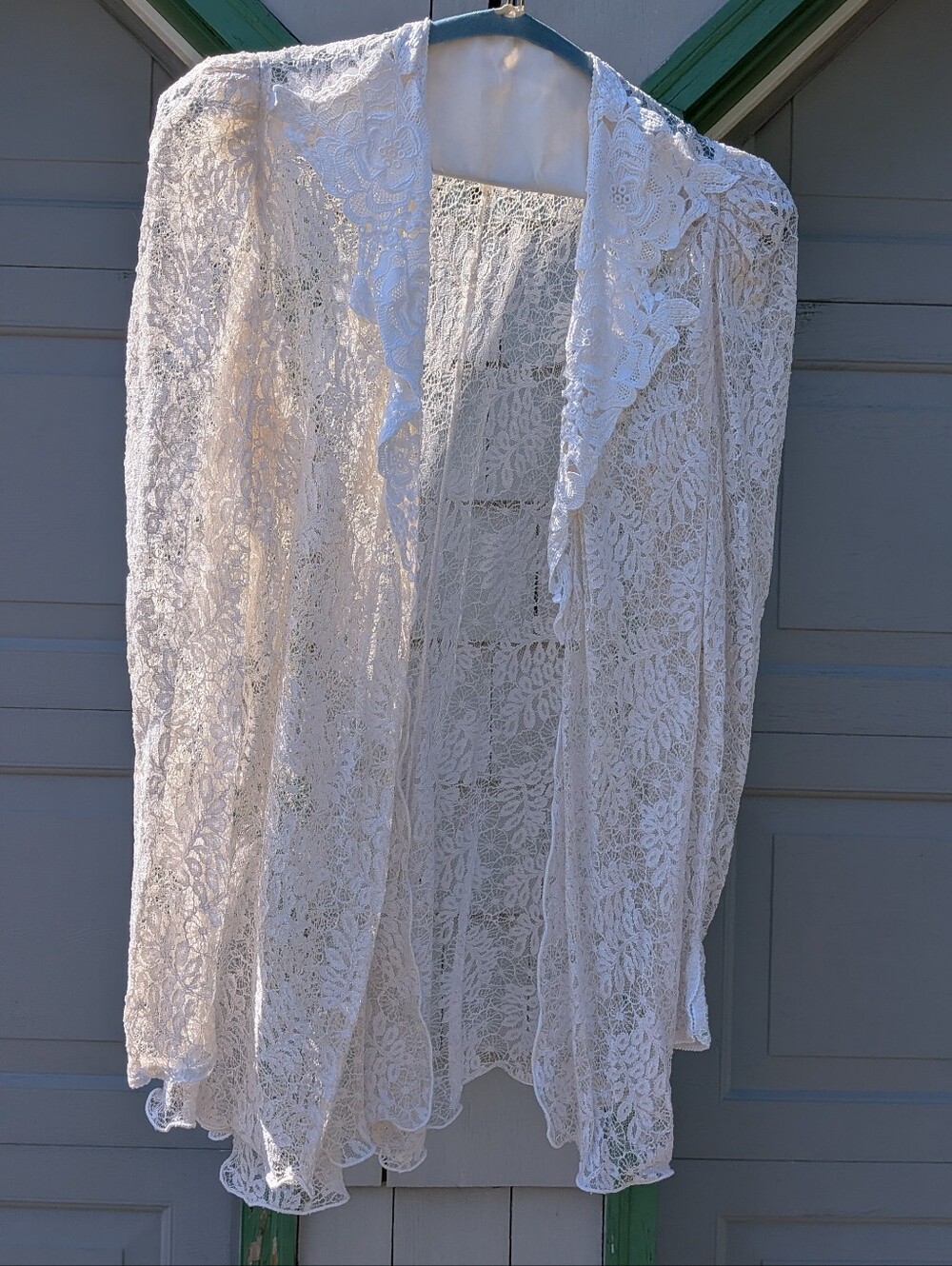 Vintage Cream Floral Lace Cardigan Jacket Crystal Button Small